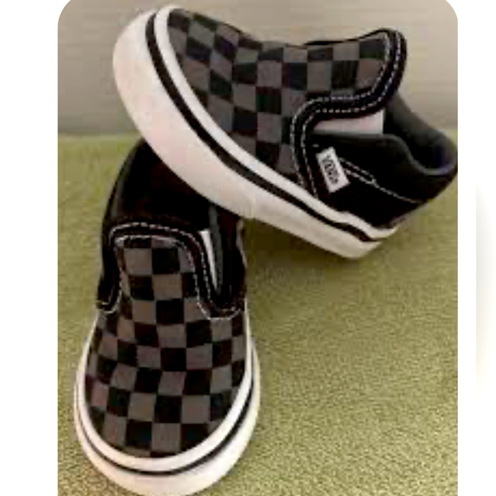 TODDLER SLIP-ON Vans shoes black and white checkers toddler Sz 8C